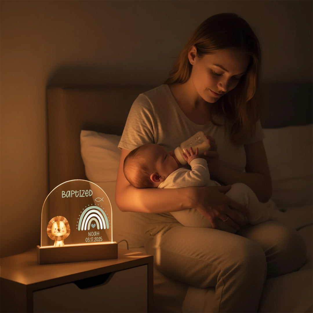 Personalized Baptism Night Light – Custom Name & Date