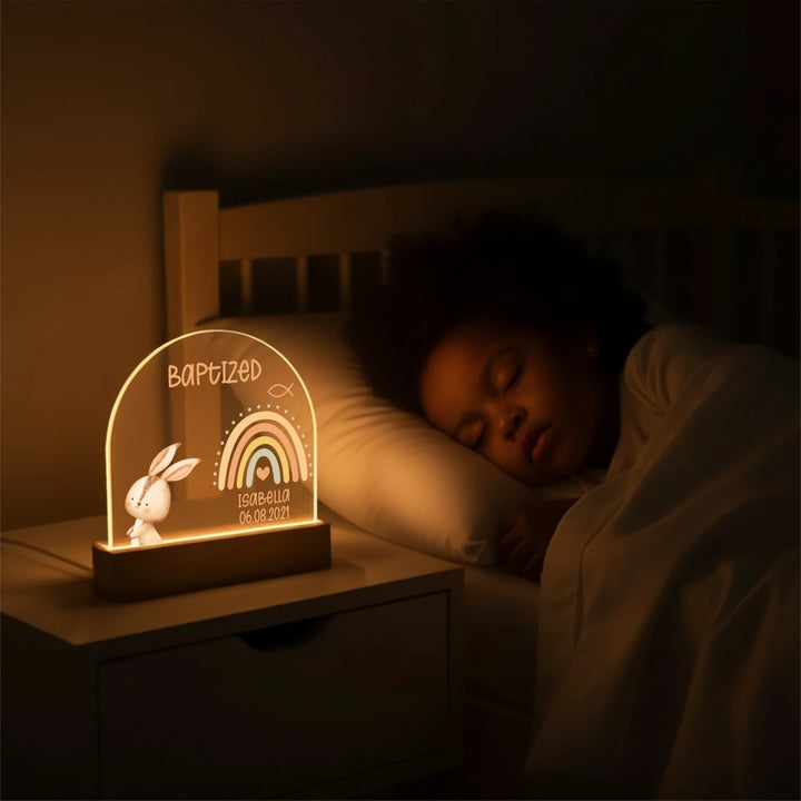 Personalized Baptism Night Light – Custom Name & Date