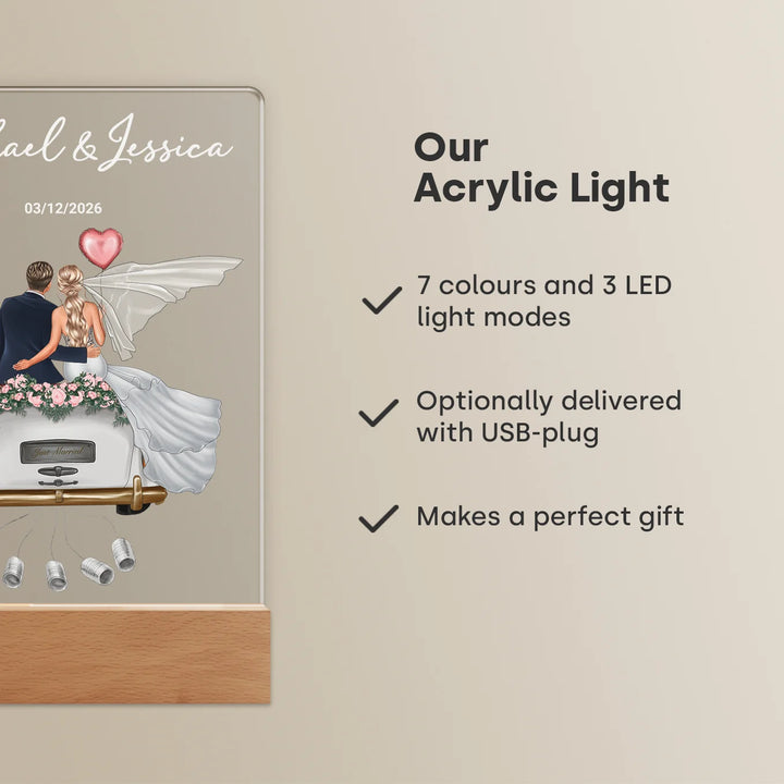 Personalized Acrylic Light "Just Married" | Night Light, Decorative Light, Glowlight
