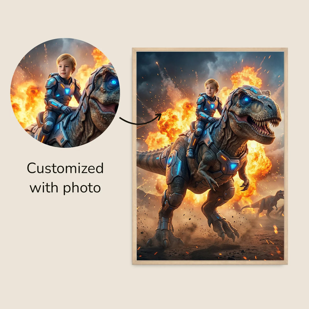 Personalized Children's Poster "T‑Rex Rider"