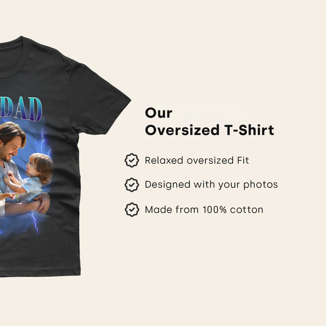 Personalized Oversized T-Shirt Vintage Bootleg "Dad"