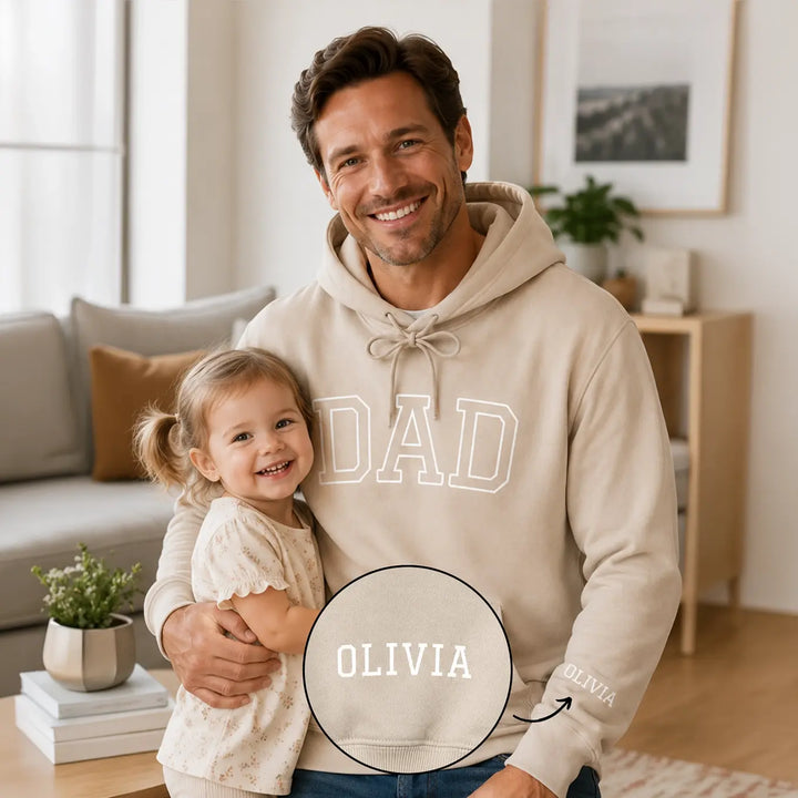 Personalized Hoodie "DAD" with Sleeve Print