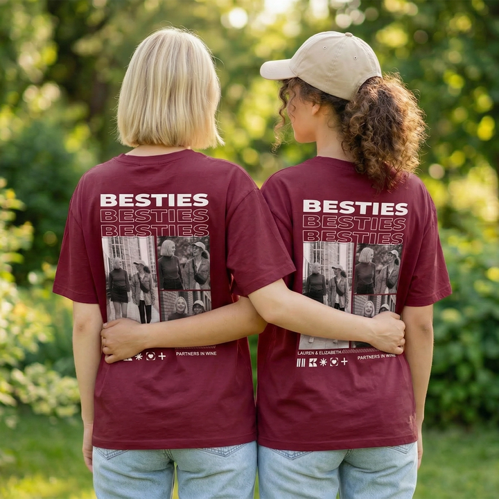 Personalized Matching Oversized T-Shirts "Besties"